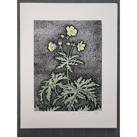 Larry Kissick Artist Proofs Pair of Flowers Numbered Prints Canadian Signed 1982 - Picture 6 of 8